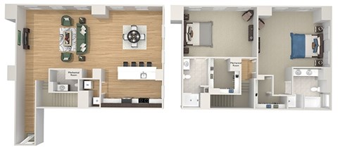 Floor plan for 2 beds, 2.5 baths, 1780 sqft